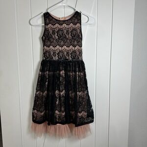 Black and Pink Lace Formal Dress